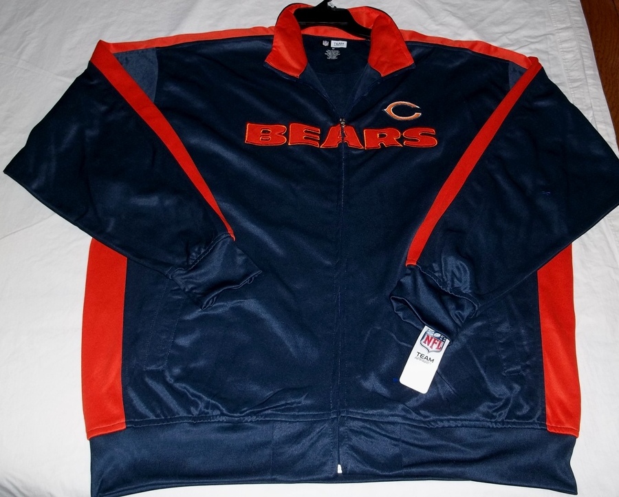 Chicago Bears Track Jacket Full Zip Navy NFL Team Apparel Embroidered ...